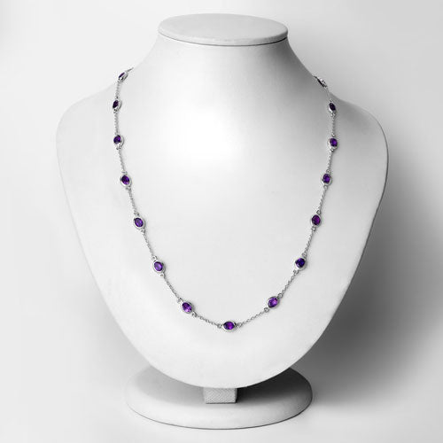 6.12 Carat Genuine Amethyst Necklace in Sterling Silver