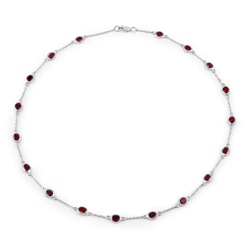 Collar de Granate Genuino de 8.10 Quilates en Plata Esterlina .925