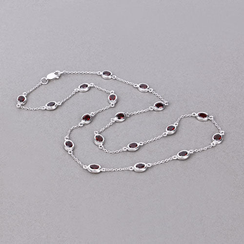 Collar de Granate Genuino de 8.10 Quilates en Plata Esterlina .925