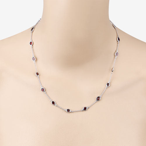 Collar de Granate Genuino de 8.10 Quilates en Plata Esterlina .925