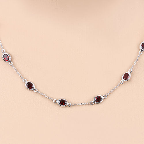 Collar de Granate Genuino de 8.10 Quilates en Plata Esterlina .925