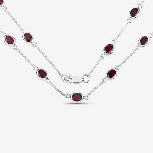 Collar de Granate Genuino de 8.10 Quilates en Plata Esterlina .925