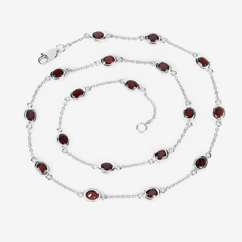 Collar de Granate Genuino de 8.10 Quilates en Plata Esterlina .925