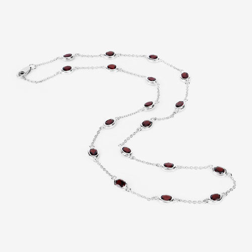 Collar de Granate Genuino de 8.10 Quilates en Plata Esterlina .925