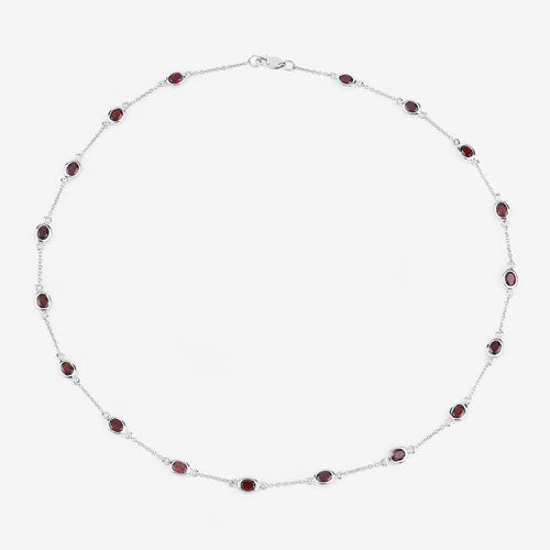 Collar de Granate Genuino de 8.10 Quilates en Plata Esterlina .925