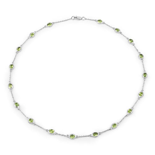 Collar de Peridoto Genuino de 6.30 Quilates en Plata Esterlina