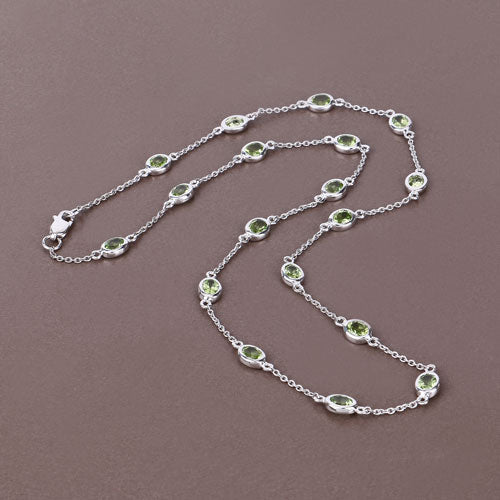 Collar de Peridoto Genuino de 6.30 Quilates en Plata Esterlina