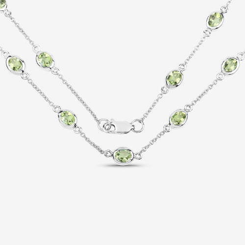 Collar de Peridoto Genuino de 6.30 Quilates en Plata Esterlina