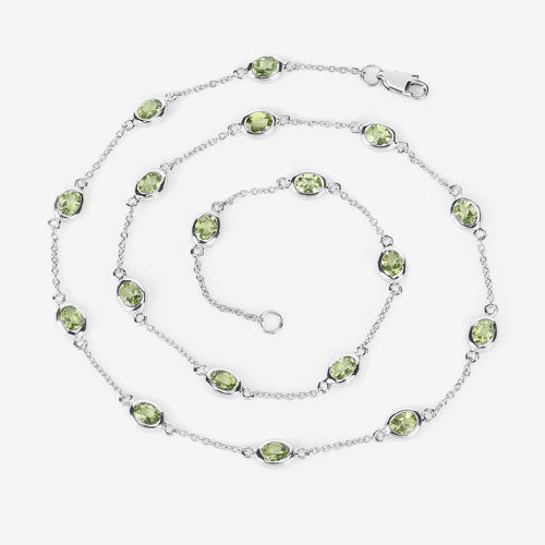Collar de Peridoto Genuino de 6.30 Quilates en Plata Esterlina