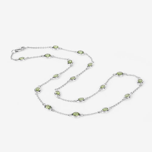Collar de Peridoto Genuino de 6.30 Quilates en Plata Esterlina