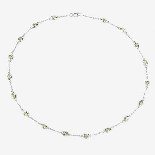 Collar de Peridoto Genuino de 6.30 Quilates en Plata Esterlina