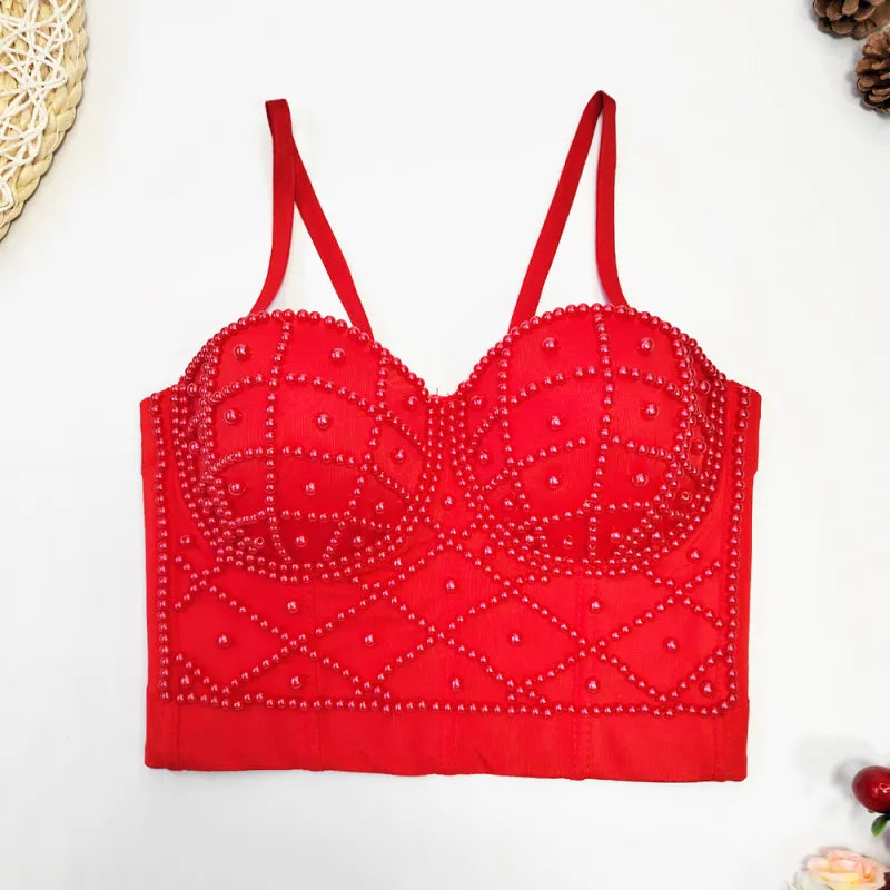 Camiseta sin mangas de perlas elegantes para mujeres