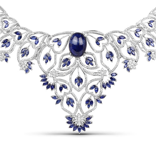 Collar de Zafiro y Diamante de 40.93 Quilates en Plata Esterlina .925