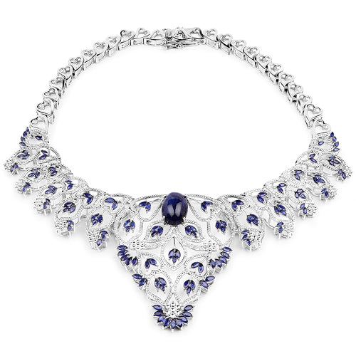 Collar de Zafiro y Diamante de 40.93 Quilates en Plata Esterlina .925