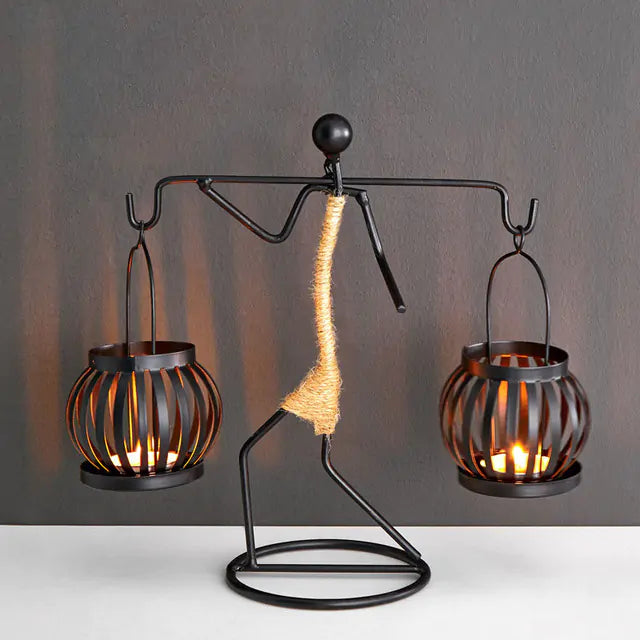 Candelabro en Forma de Linterna - Decoración de Hogar Inspirada en el Estilo Nórdico
