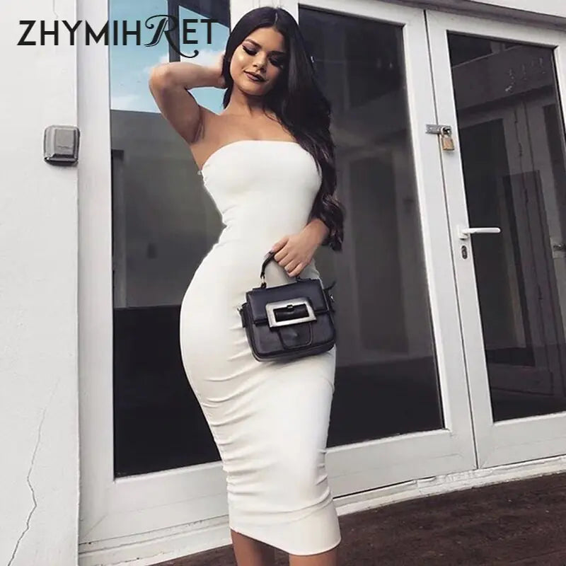 Vestido Largo Elegante Sin Tirantes para Ocasiones Especiales