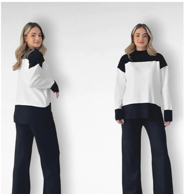 Costume Pantalon Large à Assortiment de Couleurs Chic pour Femmes