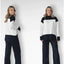 Costume Pantalon Large à Assortiment de Couleurs Chic pour Femmes