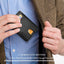 Cartera delgada RUNBOX RFID de cuero para hombres con caja de regalo - Negro carbón