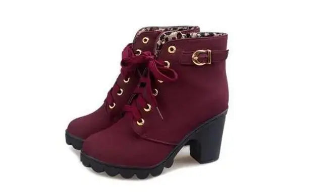 Bottes à Talons Épais pour Femmes Automne Hiver