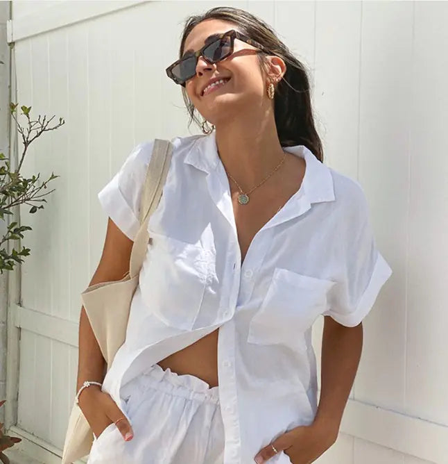Conjunto de Camisa de Manga Corta y Pantalones Cortos Chic