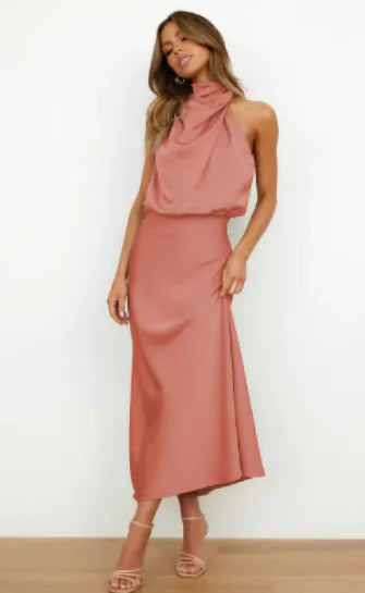 Elegant Women's Maxi Dress in Luxurious Satin