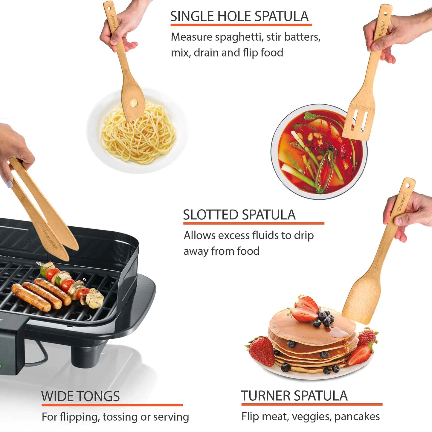 Bamboo Kitchen Utensils Set 8-Pack - Premium Wooden Cooking Tools