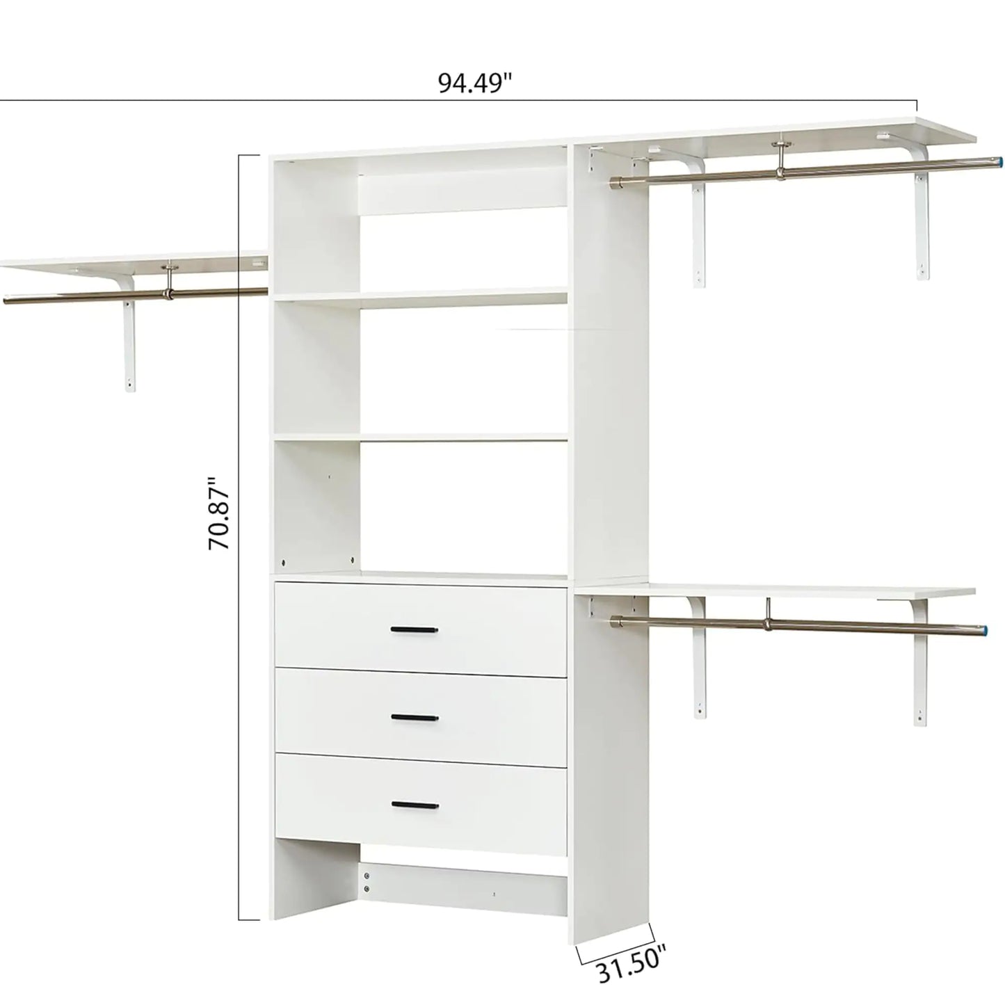 306 Closet Organizer System with Shelves and Drawers - White