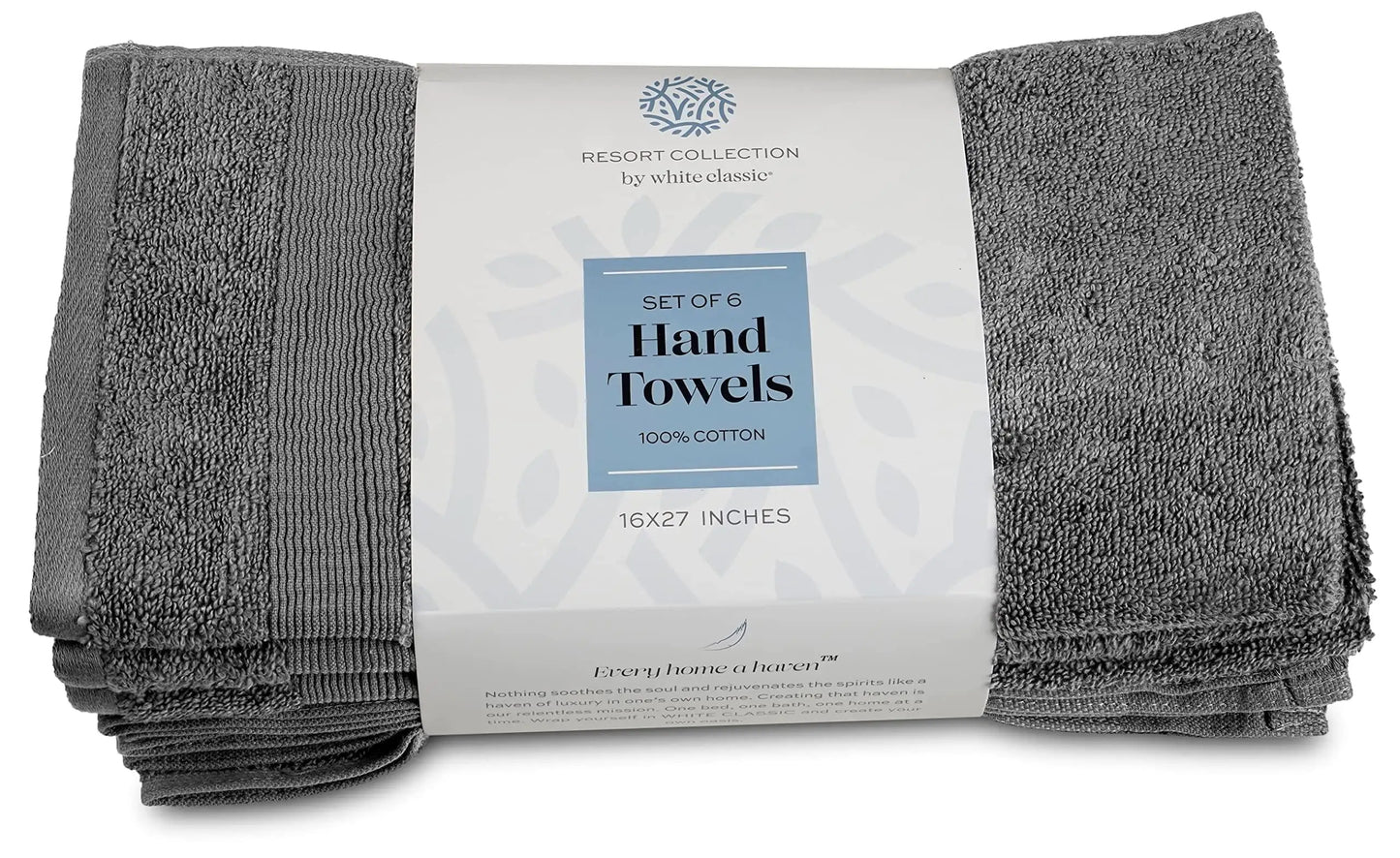 Serviettes Douces de la Collection Resort 16x27 pouces 6 Pack Gris Fumée