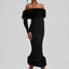 Vestido Ajustado con Cuello de Piel