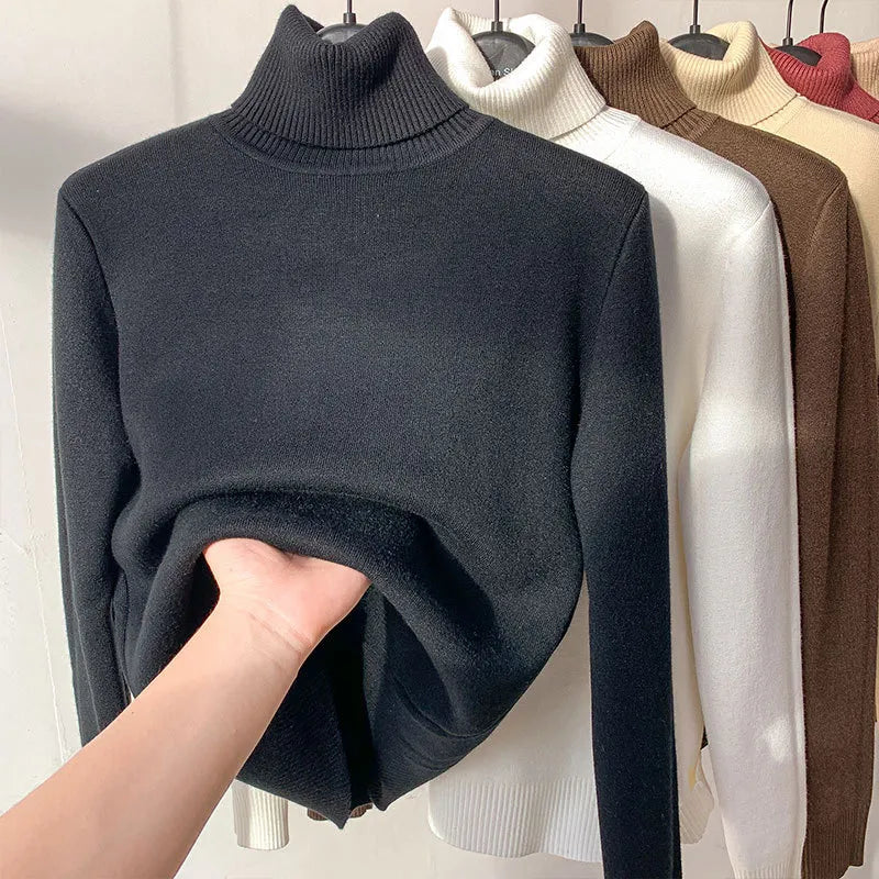 Women's Elegant Turtleneck Winter Sweater - Warm Knit Pullover