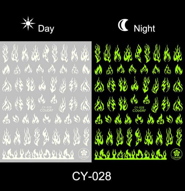 Fluorescent Nail Art Stickers - Butterfly & Moon Designs