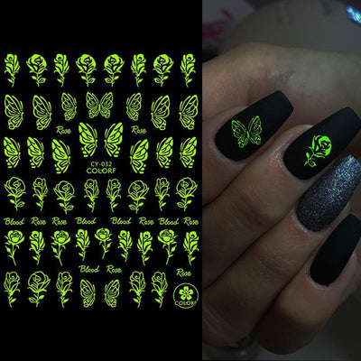 Fluorescent Nail Art Stickers - Butterfly & Moon Designs