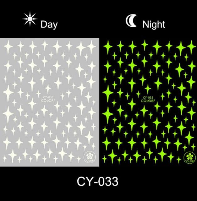 Fluorescent Nail Art Stickers - Butterfly & Moon Designs