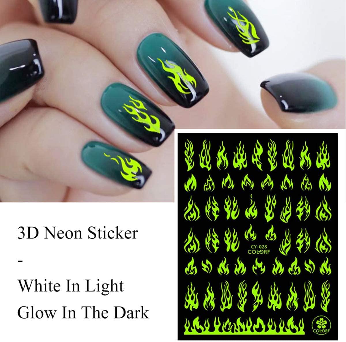 Fluorescent Nail Art Stickers - Butterfly & Moon Designs