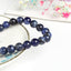 Natural Blue Stone Round Beads Stretch Bracelet for Men and Women