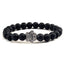Natural Matte Black Lava Stone Paw Print Charm Bracelet