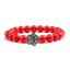 Natural Matte Black Lava Stone Paw Print Charm Bracelet