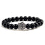 Natural Matte Black Lava Stone Paw Print Charm Bracelet
