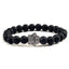 Natural Matte Black Lava Stone Paw Print Charm Bracelet