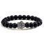 Natural Matte Black Lava Stone Paw Print Charm Bracelet
