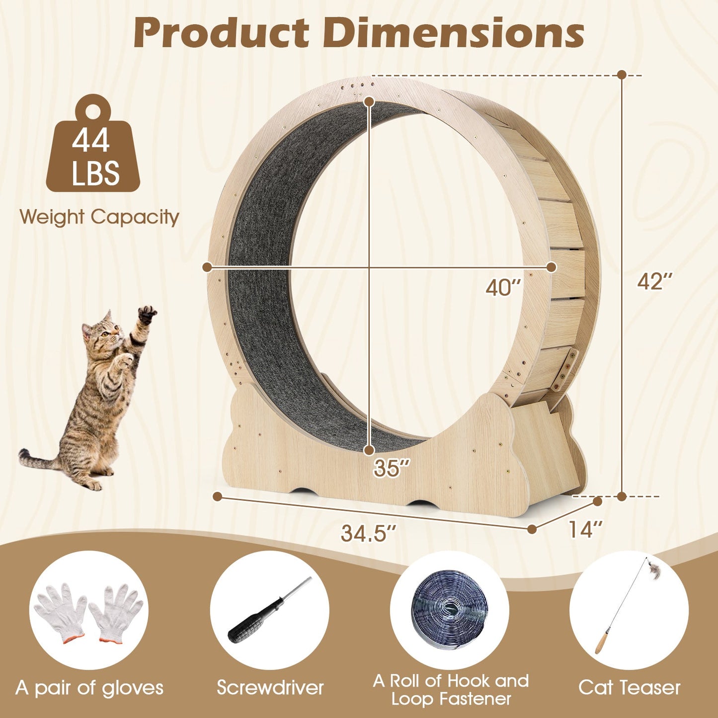 40 Inch Large Cat Exercise Wheel with Lockable Mechanism