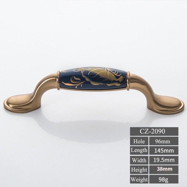 Navy Blue Ceramic Door Handles - European Antique Style