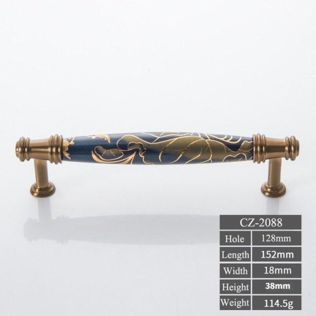 Navy Blue Ceramic Door Handles - European Antique Style