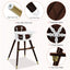 3-In-1 Adjustable Baby High Chair with Soft Cushion - Brown