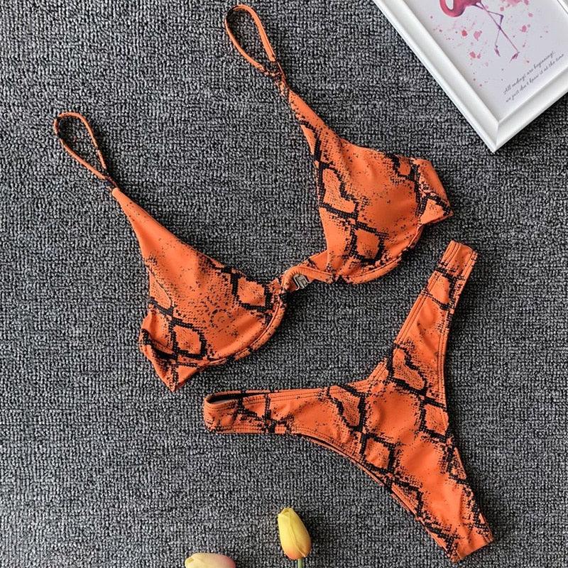 Ensemble de bikini sous-vêtement V-bar néon pour femmes