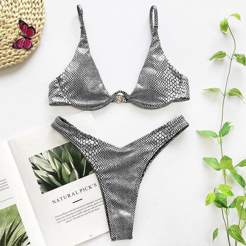 Ensemble de bikini sous-vêtement V-bar néon pour femmes