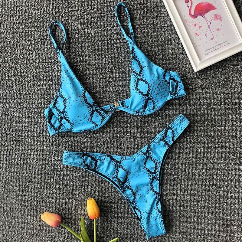 Ensemble de bikini sous-vêtement V-bar néon pour femmes