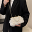 Elegant Net Lace Pleated Clutch Handbag with Pearl Chain