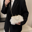 Elegant Net Lace Pleated Clutch Handbag with Pearl Chain